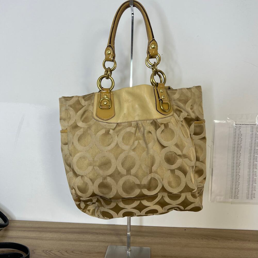 Coach Gold Logo C Satchel Shoulder Bag Large - Picture 2 of 12